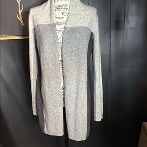Gray Open Front Women's Cashmere  Sweater